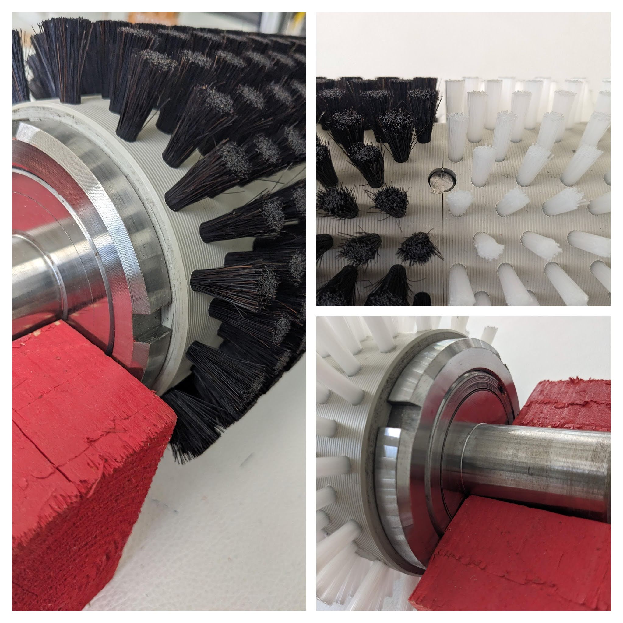 Danese Re-Brush brosse modulaire pour machines de tannerie avec poils en crin pour le sec, poils en PVC pour l’humide et système d’emboîtement central